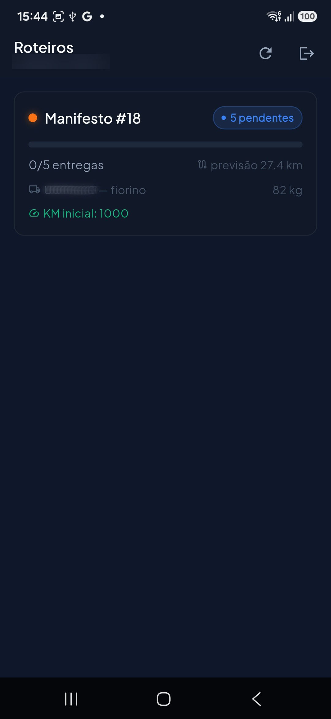 Roteiro em andamento no app